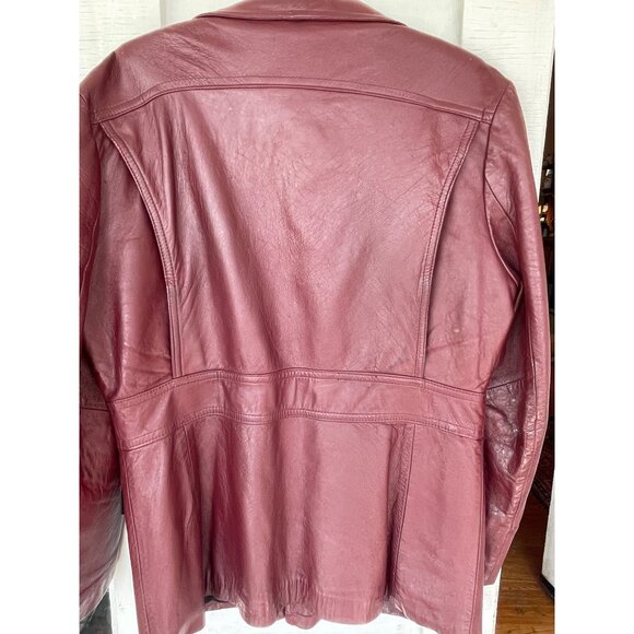 Vintage 1970s Great Things  Canada Burgundy Leather Jacket Mens 42 - Picture 7 of 16